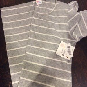 Lularoe gray white stripe julia dress